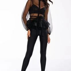 UPPER EAST SIDE TIE WAIST LONG SLEEVE PEPLUM BLOUSE -helmut shop upper east side tie waist long sleeve peplum blouse black 2 2