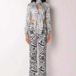 UTOPIA FLARED TROUSER -helmut shop utopia flared trouser black white 10 10