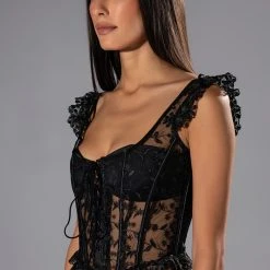 VEN AQUI LACE UP CORSET TOP -helmut shop ven aqui lace up corset top black 2 2 c1