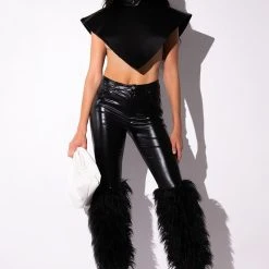 VIBE TO REMEMBER FAUX FUR VEGAN LEATHER PANT -helmut shop vibe to remember faux fur vegan leather pant black 9 9