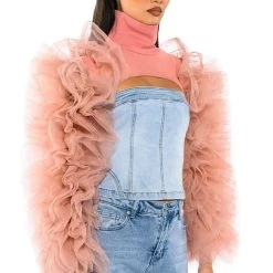 VIRGO RUFFLE SLEEVE LAYERING TOP -helmut shop virgo ruffle sleeve layering top blush 3 3