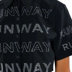 WALK THE WALK RHINESTONE CROPPED SHIRT -helmut shop walk the walk rhinestone cropped shirt black 10 10