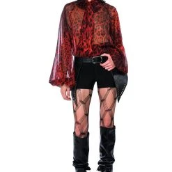 WALK THE WALK TIE NECK SHEER BLOUSE -helmut shop walk the walk tie neck sheer blouse red multi 11 11