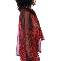 WALK THE WALK TIE NECK SHEER BLOUSE -helmut shop walk the walk tie neck sheer blouse red multi 13 13