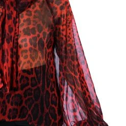 WALK THE WALK TIE NECK SHEER BLOUSE -helmut shop walk the walk tie neck sheer blouse red multi 15 15