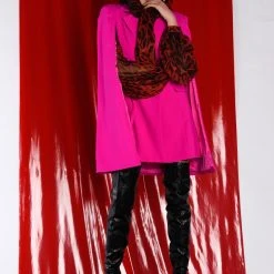 WALK THE WALK TIE NECK SHEER BLOUSE -helmut shop walk the walk tie neck sheer blouse red multi 2 2