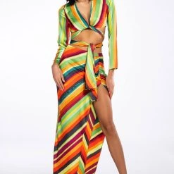 WANT YOU TO WANT ME TIE FRONT BLOUSE -helmut shop want you to want me tie front blouse red multi 4 4