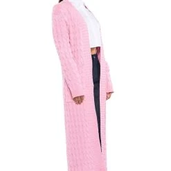WARM N FUZZY BRAID PATTERN KNIT CARDIGAN -helmut shop warm n fuzzy braid pattern knit cardigan pink 2 2
