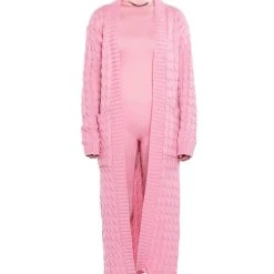 WARM N FUZZY BRAID PATTERN KNIT CARDIGAN -helmut shop warm n fuzzy braid pattern knit cardigan pink 2 2 c1