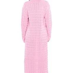 WARM N FUZZY BRAID PATTERN KNIT CARDIGAN -helmut shop warm n fuzzy braid pattern knit cardigan pink 4 4