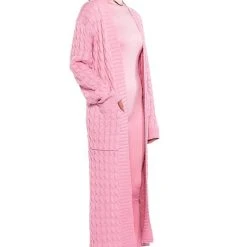 WARM N FUZZY BRAID PATTERN KNIT CARDIGAN -helmut shop warm n fuzzy braid pattern knit cardigan pink 4 4 c1