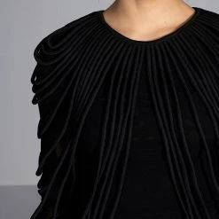 WAVY BABY LONG SLEEVE STRING DETAIL MESH TOP -helmut shop wavy baby long sleeve string detail mesh top black 7 7