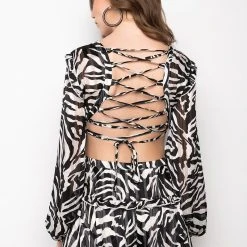 WHAT YA WISHED FOR ROMPER WITH CUT OUTS -helmut shop what ya wished for romper with cut outs black white 5 5