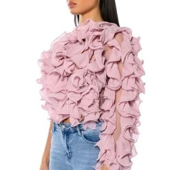WHAT YOU WANT ONE SLEEVE TEXTURED TOP -helmut shop what you want one sleeve textured top blush 2 2