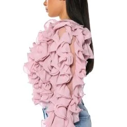 WHAT YOU WANT ONE SLEEVE TEXTURED TOP -helmut shop what you want one sleeve textured top blush 5 5