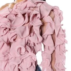 WHAT YOU WANT ONE SLEEVE TEXTURED TOP -helmut shop what you want one sleeve textured top blush 8 8