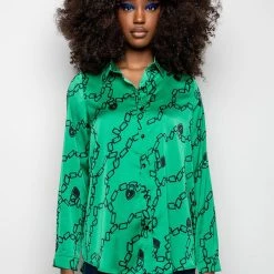 WHAT'S NEW BUTTON UP BLOUSE -helmut shop whats new button up blouse green multi 4 4