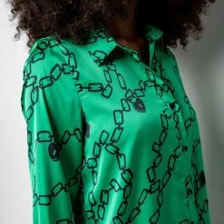 WHAT'S NEW BUTTON UP BLOUSE -helmut shop whats new button up blouse green multi 7 7