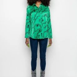WHAT'S NEW BUTTON UP BLOUSE -helmut shop whats new button up blouse green multi 8 8
