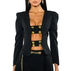 FLORENCE STRUCTURED BLOUSE -helmut shop whats not to love structured shoulder cut out blouse black 3 3 c1
