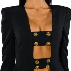 FLORENCE STRUCTURED BLOUSE -helmut shop whats not to love structured shoulder cut out blouse black 9 9