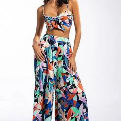 WHOLE LOTTA LOVIN SATIN TIE FRONT BRALETTE -helmut shop whole lotta lovin satin tie front bralette blue multi 2 2