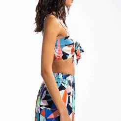 WHOLE LOTTA LOVIN SATIN TIE FRONT BRALETTE -helmut shop whole lotta lovin satin tie front bralette blue multi 4 4