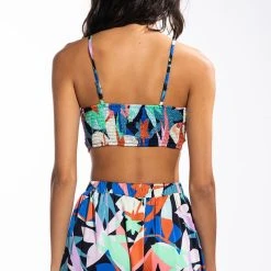 WHOLE LOTTA LOVIN SATIN TIE FRONT BRALETTE -helmut shop whole lotta lovin satin tie front bralette blue multi 5 5