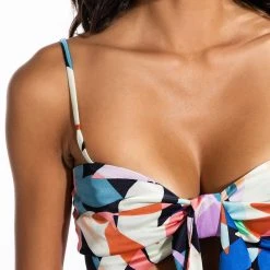 WHOLE LOTTA LOVIN SATIN TIE FRONT BRALETTE -helmut shop whole lotta lovin satin tie front bralette blue multi 6 6