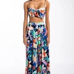 WHOLE LOTTA LOVIN SATIN TIE FRONT BRALETTE -helmut shop whole lotta lovin satin tie front bralette blue multi 7 7