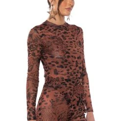 WILD CHEETAH PRINT LONGSLEEVE BODYSUIT -helmut shop wild cheetah print longsleeve bodysuit beige multi 2 2