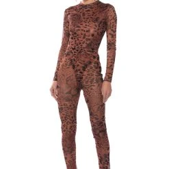WILD CHEETAH PRINT LONGSLEEVE BODYSUIT -helmut shop wild cheetah print longsleeve bodysuit beige multi 3 3
