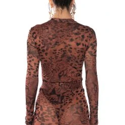 WILD CHEETAH PRINT LONGSLEEVE BODYSUIT -helmut shop wild cheetah print longsleeve bodysuit beige multi 5 5