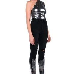 WILD CHILD METALLIC BODYSUIT -helmut shop wild child metallic bodysuit silver 10 10