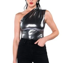 WILD CHILD METALLIC BODYSUIT -helmut shop wild child metallic bodysuit silver 7 7