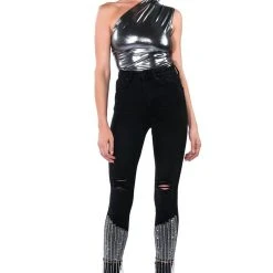 WILD CHILD METALLIC BODYSUIT -helmut shop wild child metallic bodysuit silver 9 9