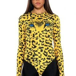 WILD THOUGHTS CHEETAH PRINT BODYSUIT WITH GLOVE