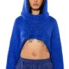 WILLA CROPPED HOODED SWEATER -helmut shop willa cropped hooded sweater blue 1 1