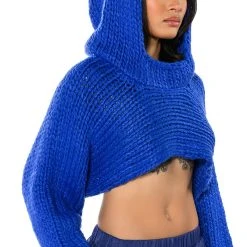 WILLA CROPPED HOODED SWEATER -helmut shop willa cropped hooded sweater blue 2 2