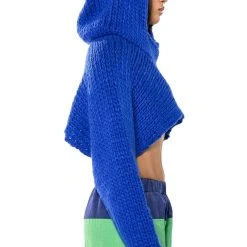 WILLA CROPPED HOODED SWEATER -helmut shop willa cropped hooded sweater blue 5 5