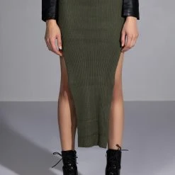 WILLA KNIT MIDI SKIRT -helmut shop willa knit midi skirt olive 1 1