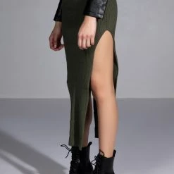 WILLA KNIT MIDI SKIRT -helmut shop willa knit midi skirt olive 2 2
