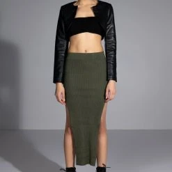 WILLA KNIT MIDI SKIRT -helmut shop willa knit midi skirt olive 3 3