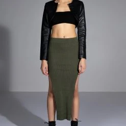 WILLA KNIT MIDI SKIRT -helmut shop willa knit midi skirt olive 8 8