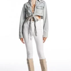 WRAP AROUND DENIM JACKET -helmut shop wrap around denim jacket light blue denim 10 10