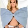 WRAP ME UP OVERSIZED BOW TOP -helmut shop wrap me up oversized bow top light blue denim 1 1