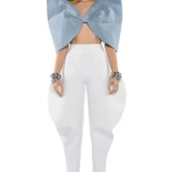 WRAP ME UP OVERSIZED BOW TOP -helmut shop wrap me up oversized bow top light blue denim 3 3