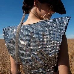 WARRIOR GODDESS REVERSIBLE STUDDED HARNESS BLOUSE -helmut shop xena studded harness blouse silver 3 3