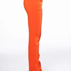 YES PLEASE HIGH RISE STRAIGHT LEG ANKLE SLIT TROUSER -helmut shop yes please high rise straight leg ankle slit trouser orange 4 4