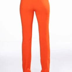 YES PLEASE HIGH RISE STRAIGHT LEG ANKLE SLIT TROUSER -helmut shop yes please high rise straight leg ankle slit trouser orange 5 5